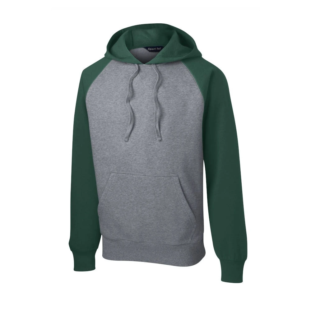 Sport-Tek Sweatshirt: Men's ST267-FGH Forest Green/Vintage Heather Raglan Colorblock Pullover Hooded Sweatshirt 7 Sport-Tek Sweatshirt: Men's ST267-FGH Forest Green/Vintage Heather Raglan Colorblock Pullover Hooded Sweatshirt - Image 5