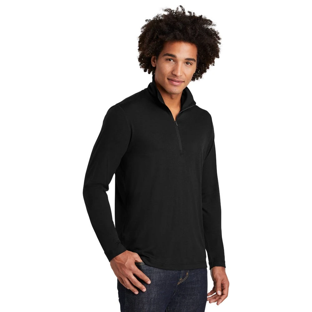 Sport-Tek Pullover: Men's ST407BLK Black Triad Solid PosiCharge Tri-Blend Wicking 1/4-Zip Pullover 3 Sport-Tek Pullover: Men's ST407BLK Black Triad Solid PosiCharge Tri-Blend Wicking 1/4-Zip Pullover