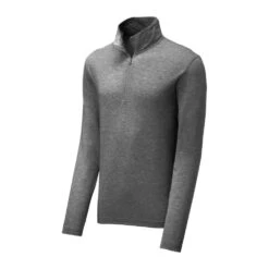 Sport-Tek Pullover: Men's ST407DGH Dark Grey Heather Triad Solid PosiCharge Tri-Blend Wicking 1/4-Zip Pullover 12 Sport-Tek Pullover: Men's ST407DGH Dark Grey Heather Triad Solid PosiCharge Tri-Blend Wicking 1/4-Zip Pullover -Work Clothes Store st407 darkgreyheather form front