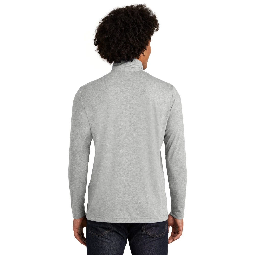 Sport-Tek Pullover: Men's ST407LGH Light Grey Heather Solid PosiCharge Tri-Blend Wicking 1/4-Zip Pullover 4 Sport-Tek Pullover: Men's ST407LGH Light Grey Heather Solid PosiCharge Tri-Blend Wicking 1/4-Zip Pullover - Image 2