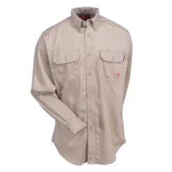 Ariat Work FR Shirts: Men's 10012251 Flame-Resistant Khaki Solid Button-Down Work Shirt -Work Clothes Store wps 25