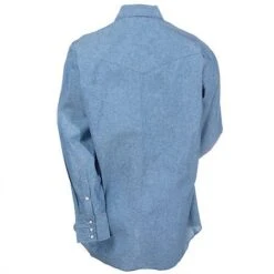 Wrangler Shirts: Men's Blue Chambray 70136 MW Cowboy Cut Long Sleeve Work Shirt
